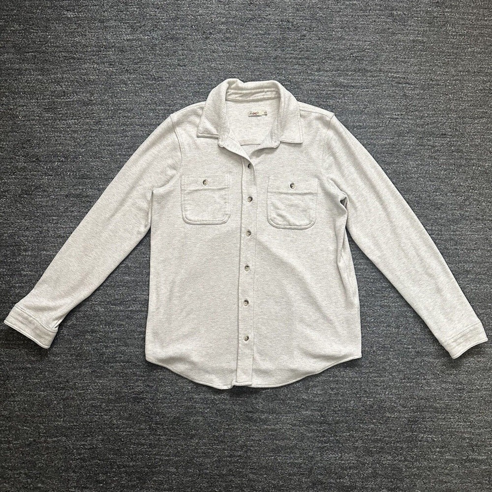 Faherty Legend Sweater Shirt Women Medium Cream Ivory Outdoor Flannel Button Up